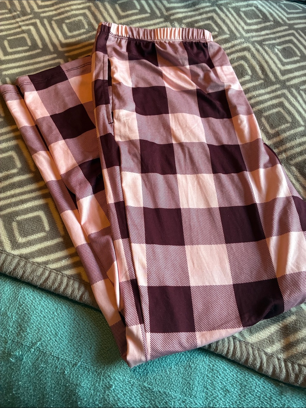 Pink and Burgundy Buffalo Check Pajama Pants
